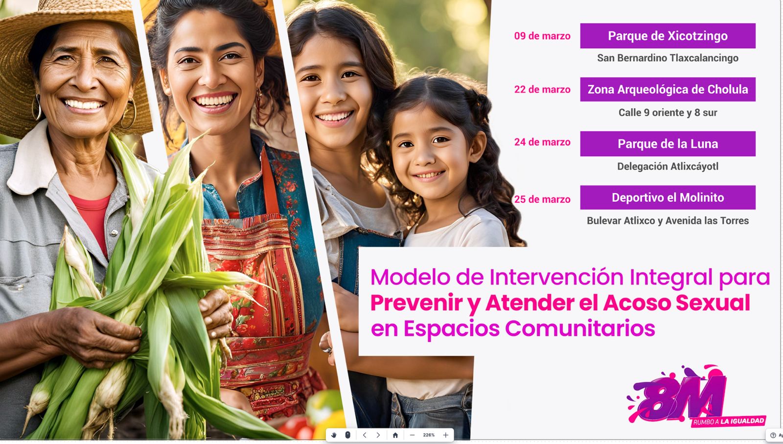 Comunicado oficial Presenta Lupita Cuautle agenda conmemorativa por el 8M en San Andrés Cholula