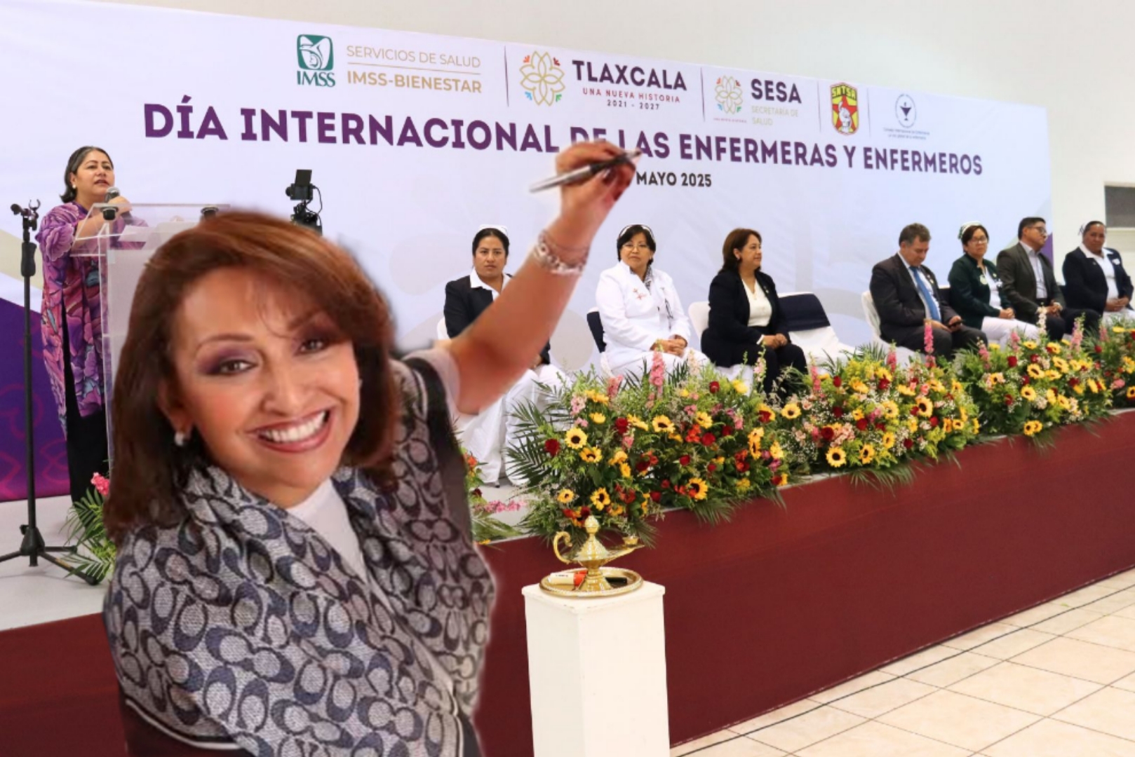 Desaira Lorena Cuéllar a enfermeras de Tlaxcala, las deja plantadas en su celebración