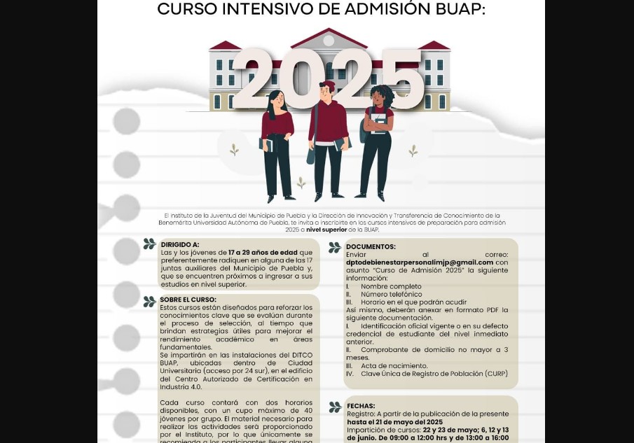 Foto: Cortesía Impulsan acceso educativo con cursos gratuitos de admisión a la BUAP