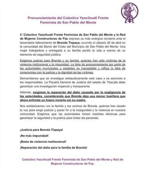 Exigen justicia por Brenda en Tlaxcala: denuncian violencia institucional