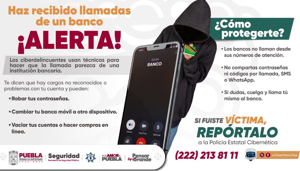 Alertan en Puebla sobre fraude telefónico bancario