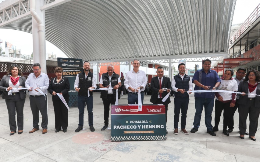 Foto: Cortesía Inauguran techado escolar con sistema pluvial en Santa María