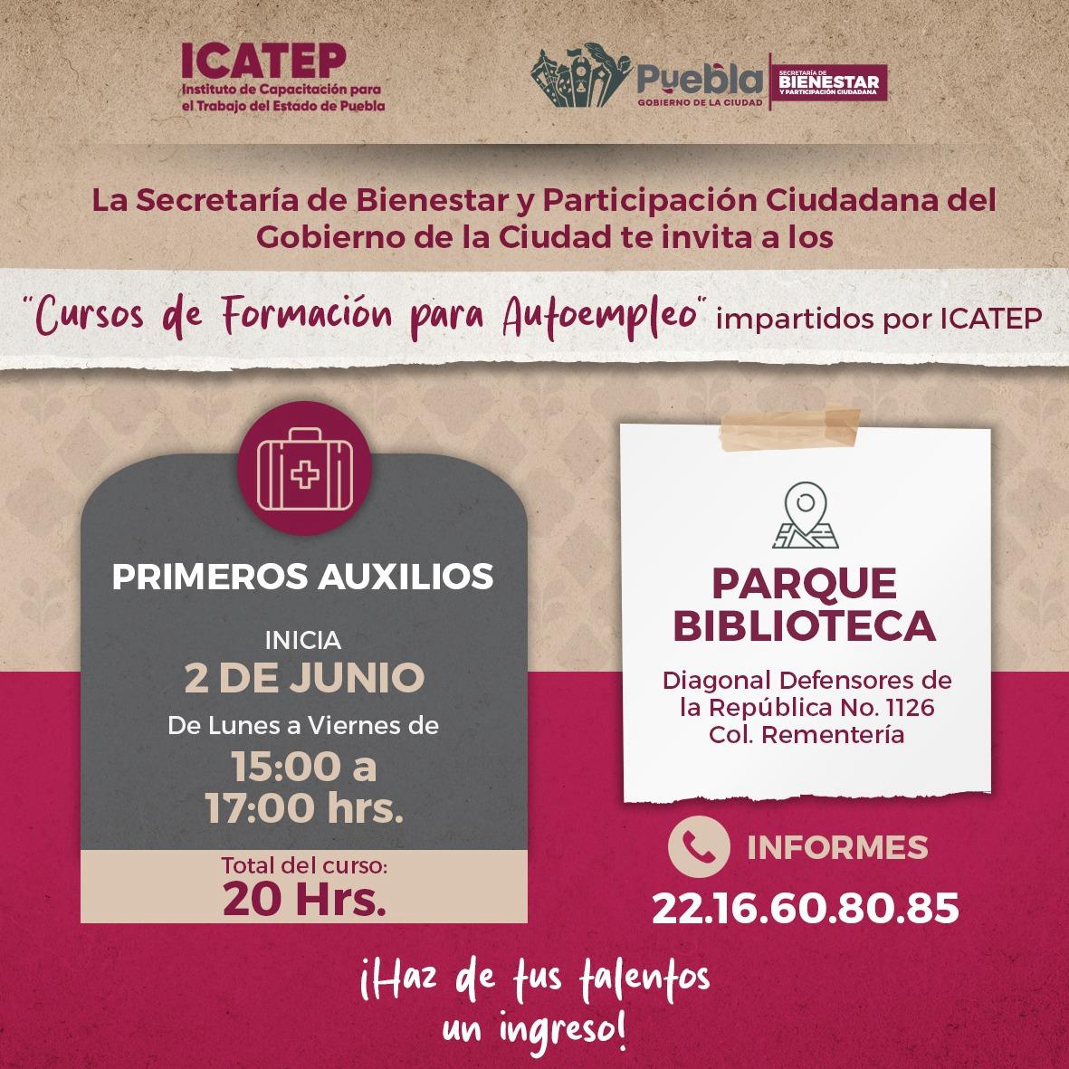 Ofrece Ayuntamiento de Puebla cursos gratuitos de capacitación en coordinación con ICATEP
