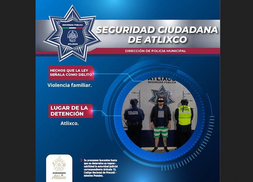 Foto: Cortesía Detienen a hombre por agredir a su pareja en presunto estado de ebriedad