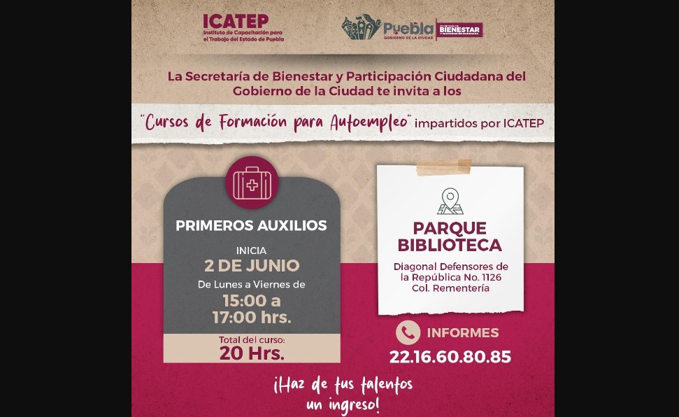 Foto: Cortesía Impulsan el autoempleo con cursos gratuitos en espacios públicos