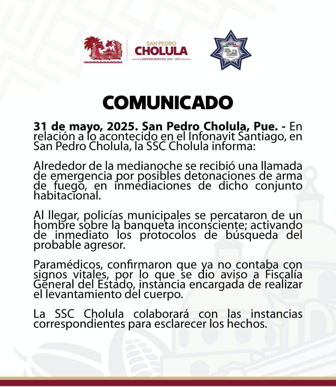 Comunicado oficial COMUNICADO
