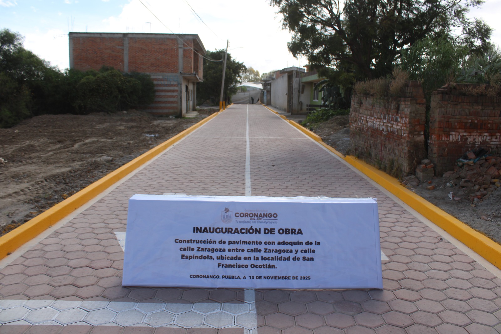 Entregan pavimentación con adoquín en San Francisco Ocotlán; la obra beneficiará a cientos de familias
