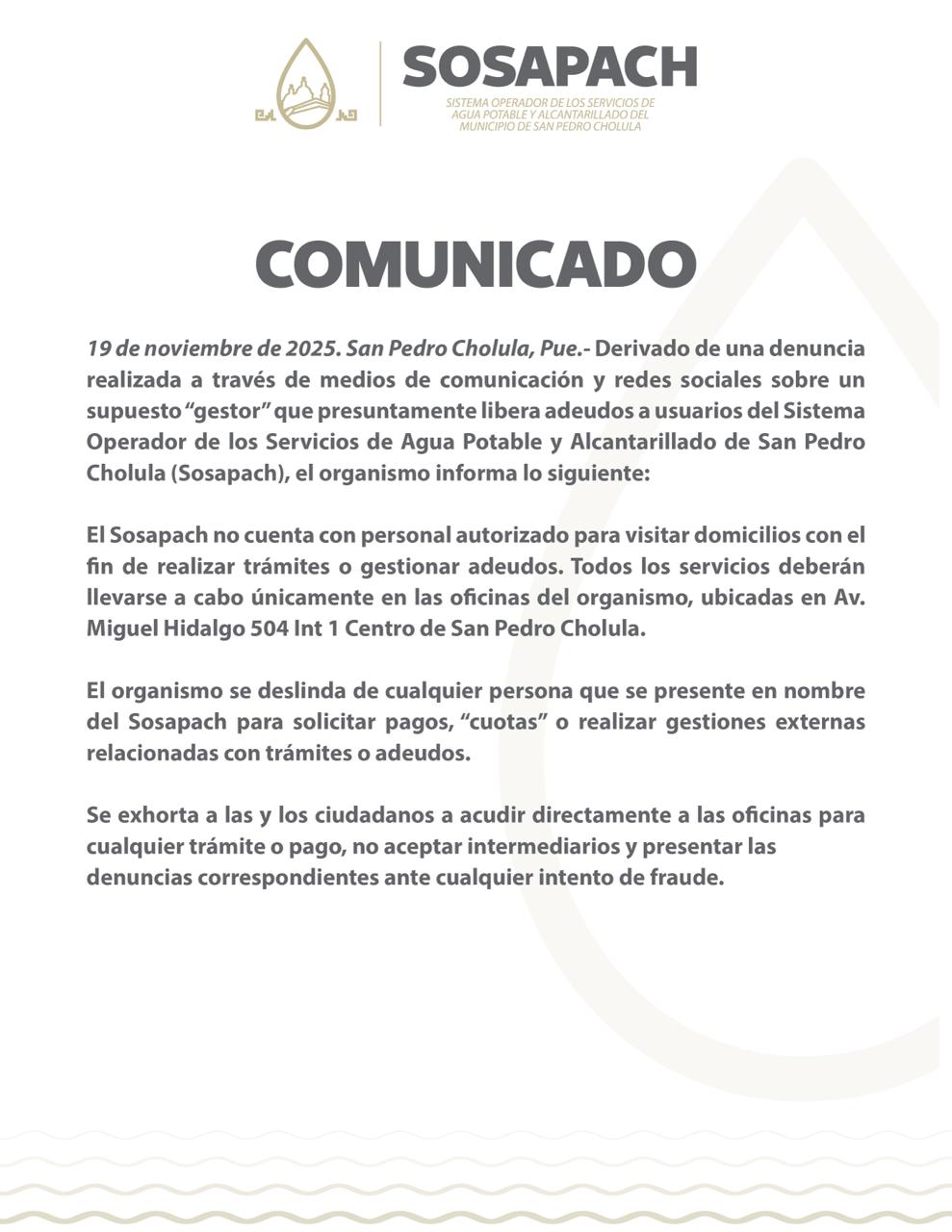comunicado sosapach denuncia