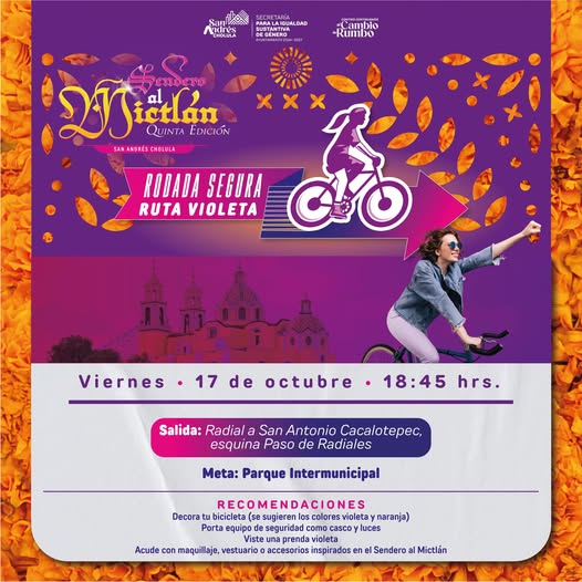 San Andrés Cholula invita a la “Rodada Segura: Ruta Violeta”