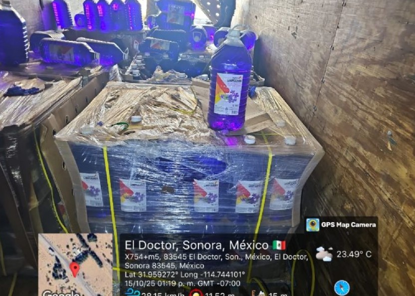 Aseguran más de mil litros de metanfetamina en Sonora