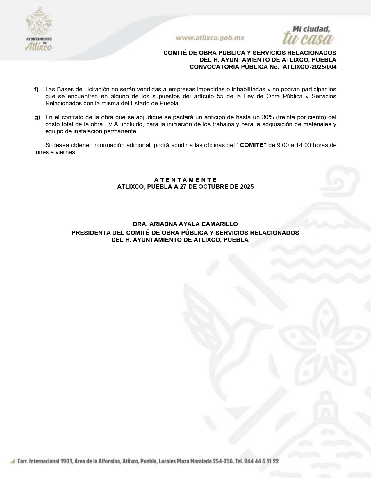 Página 3 convocatoria 27 octubre 2025