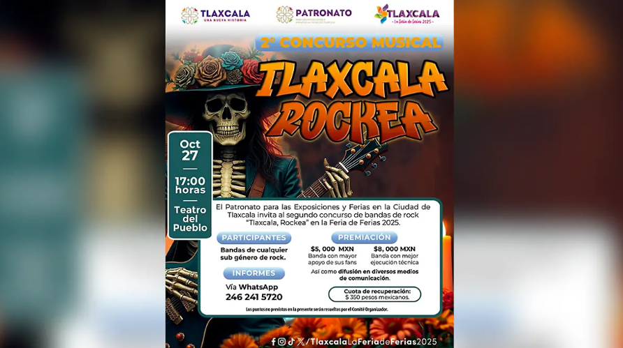 Segunda edición de “Tlaxcala Rockea” promete emoción en Feria 2025