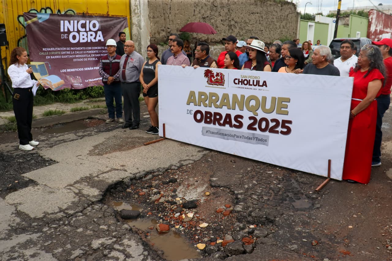 Comunicado oficial Continúa Gobierno de Tonantzin Fernández rehabilitando calles de San Pedro Cholula