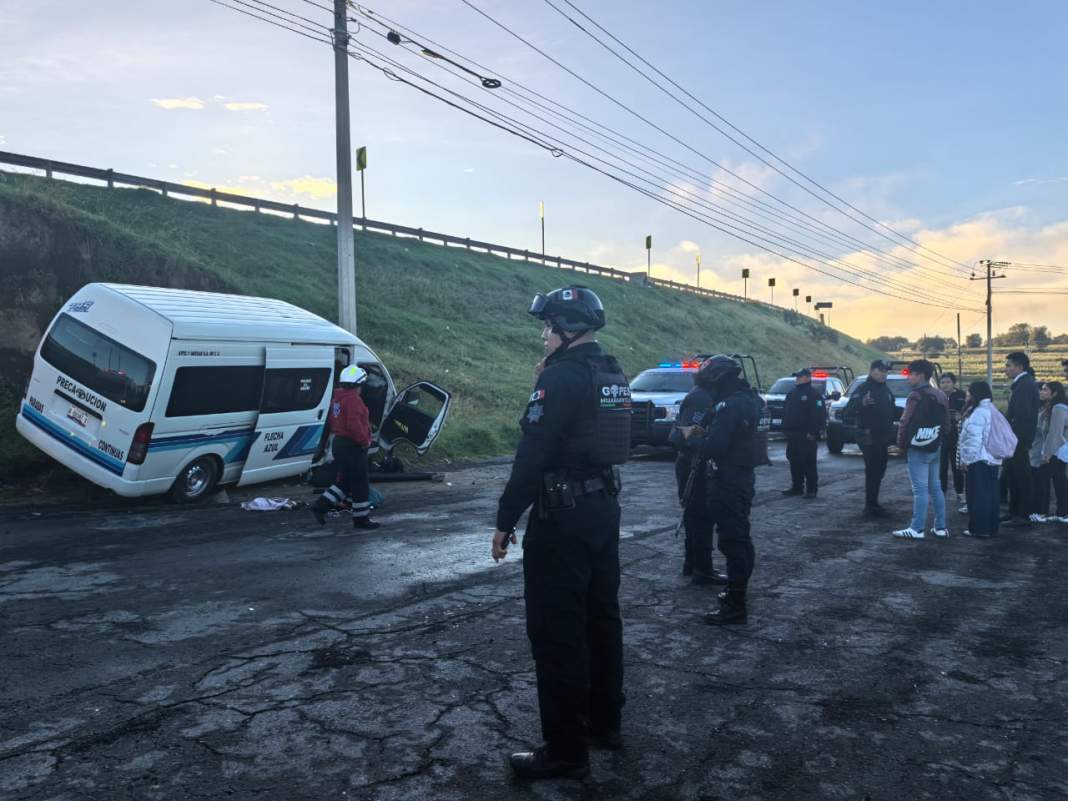 Foto: Cortesía SSC y policía de Xaloztoc detienen a tres por robo de transporte público