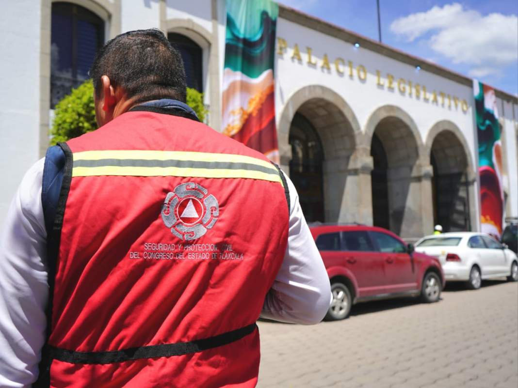 Foto: Cortesía Simulacro 2025 en Congreso de Tlaxcala fortalece prevención y seguridad