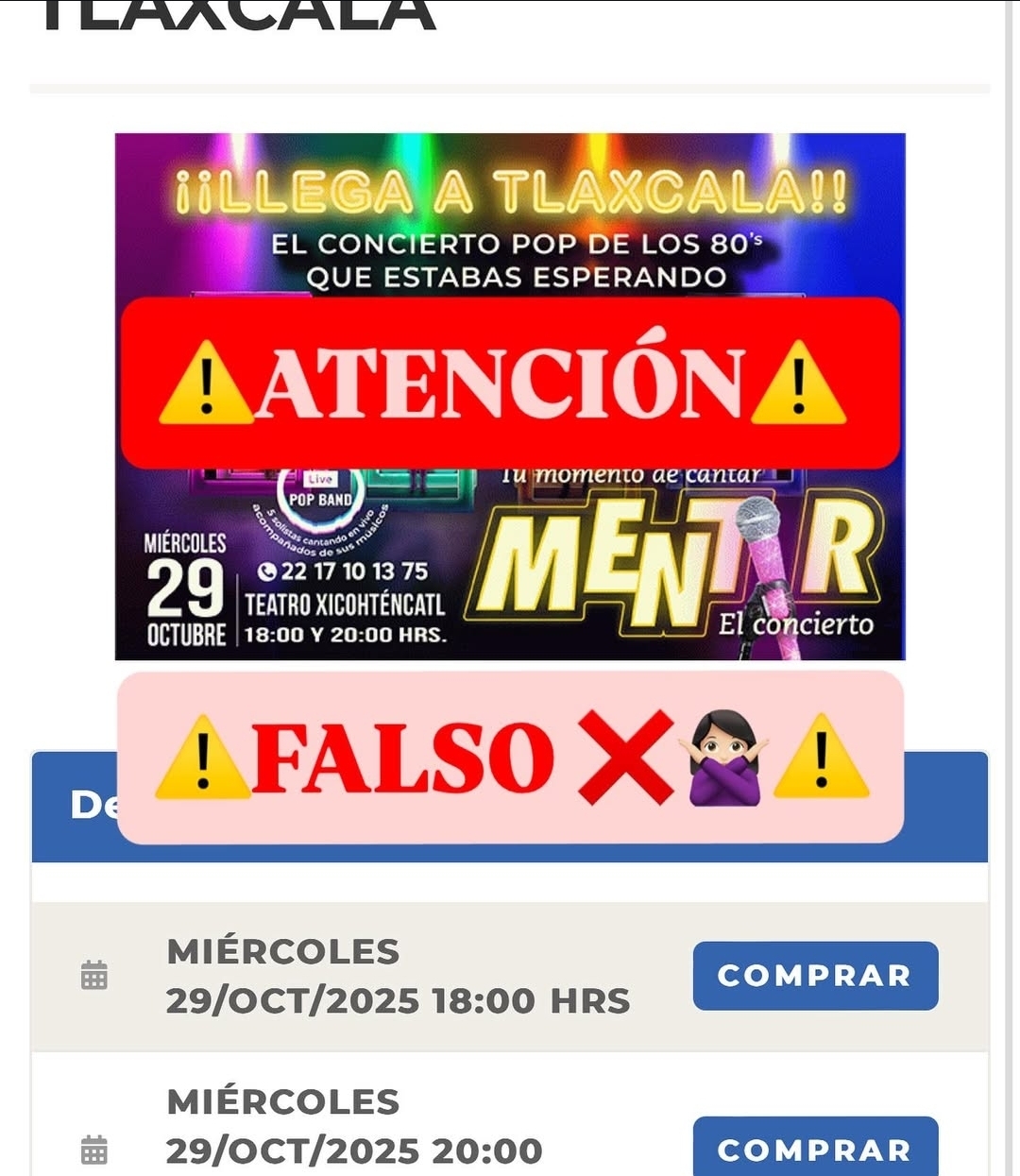Foto: Cortesía Por eso se llama "Mentiras": advierte Secretaría de Cultura por espectáculo falso