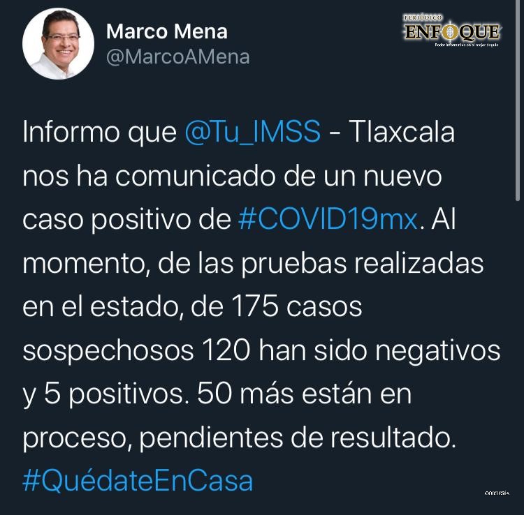 Foto: Cortesía Confirman un caso más de Covid 19 en Tlaxcala