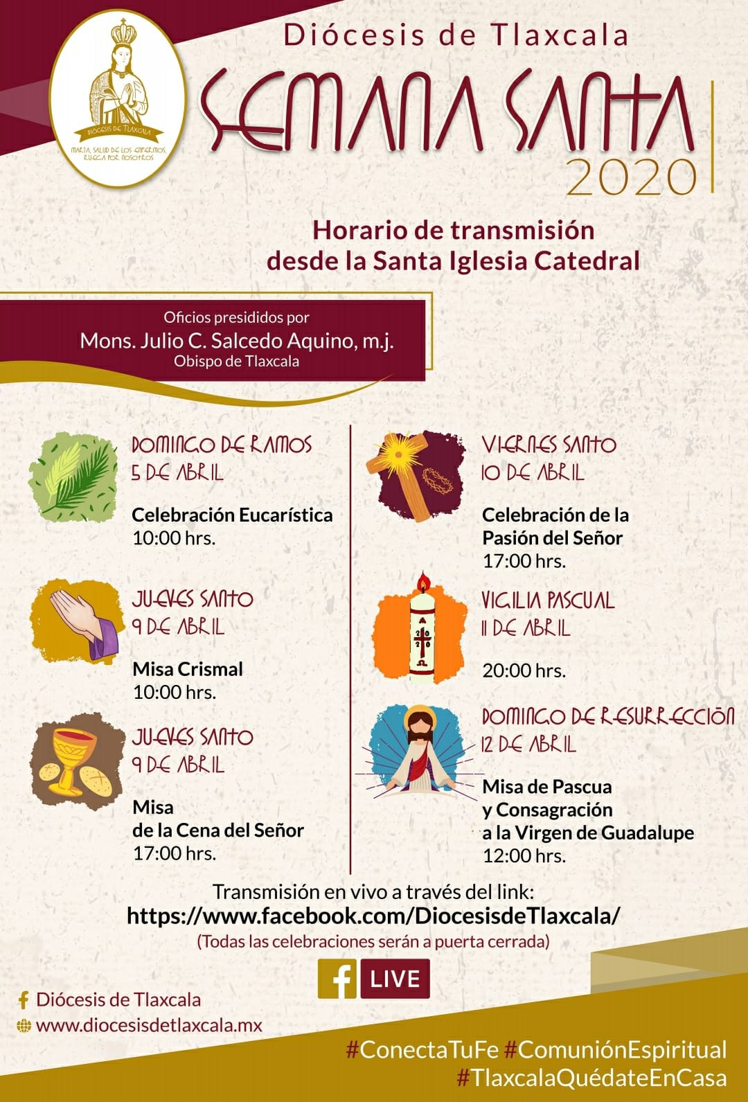 Foto: Cortesía Misas de Semana Santa serán transmitidas por Facebook: diócesis de Tlaxcala
