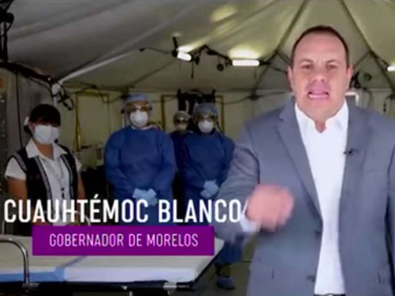 Foto: Cortesía Instalan hospital móvil, pero… para spot de Blanco no para Covid-19