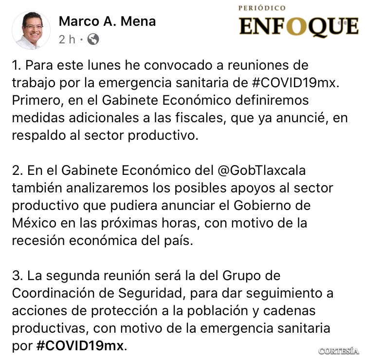 Foto: Cortesía Habrá nueva reunión para tomar medidas adicionales ante Covid 19