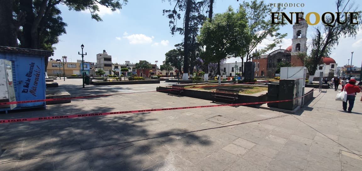 Foto: Rommel Pichardo  Cierran parques de Chiautempan ante contingencia de Covid 19