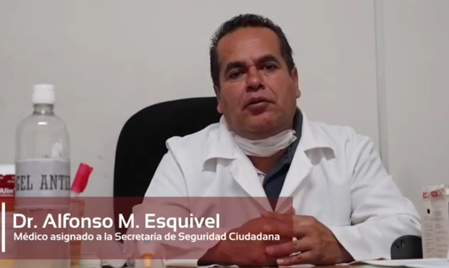 Captura de video  Revisan diariamente a policías de San Pedro Cholula ante riesgo de contagio de Covid-19