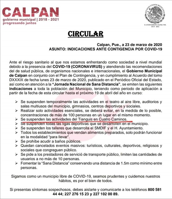 Foto: Cortesía Exigen en San Andrés Calpan prohibir tianguis ganadero por Coronavirus