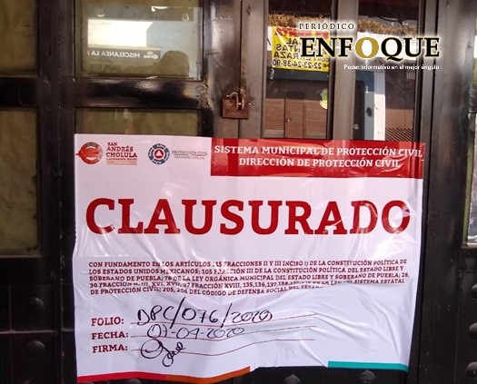 Foto: Omar Sánchez Clausuran diez establecimientos en San Andrés Cholula por incumplir cuarentena