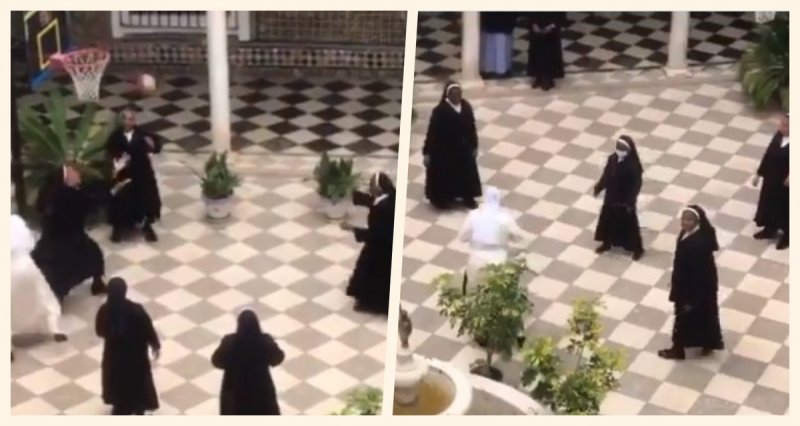 En medio del aislamiento, monjas deciden jugar basketball para combatir aburrimiento