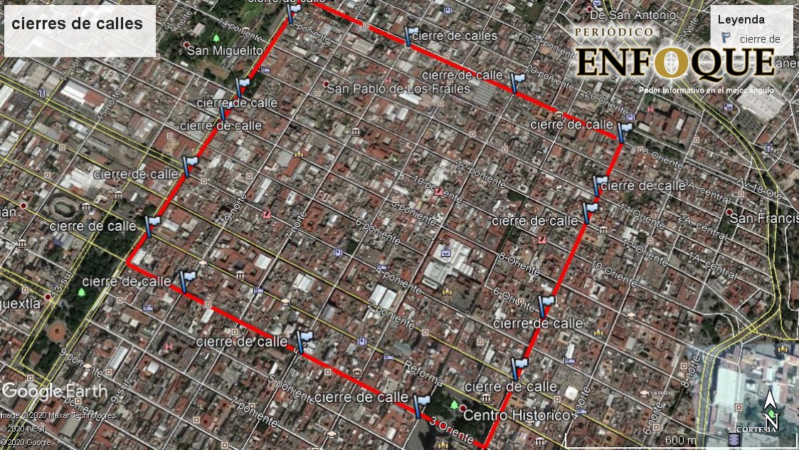 Por contingencia cierran calles del Centro Histórico de la ciudad de Puebla