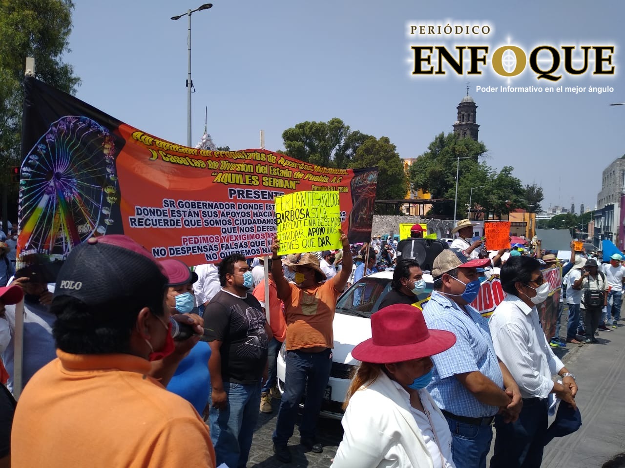 Foto: Alex Muñoz Pese a la contingencia dueños de juegos mecánicos realizan manifestación; exigen despensas