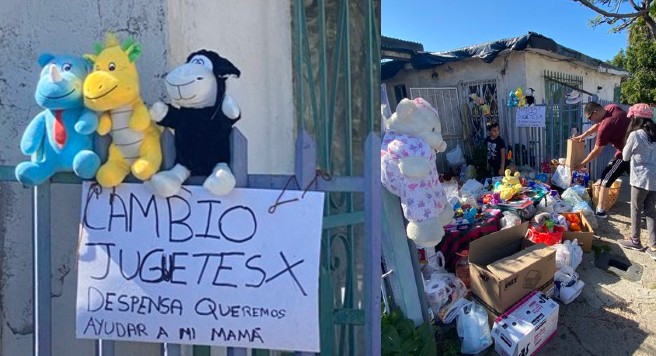 Foto: Cortesía Niño de 10 años cambia sus juguetes por despensa para ayudar a su mamá