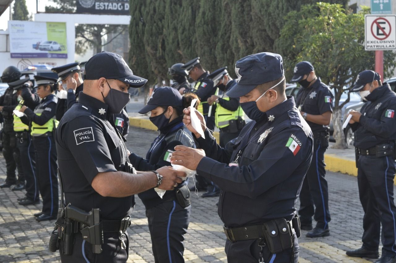 Foto: Cortesía Recibe donación de cubrebocas Secretaría de Seguridad Ciudadana de San Pedro Cholula
