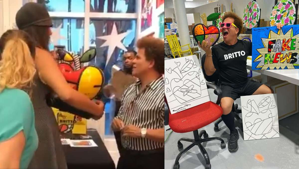 Foto: Cortesía Romero Britto da su versión sobre el video viral donde rompen su obra frente a él