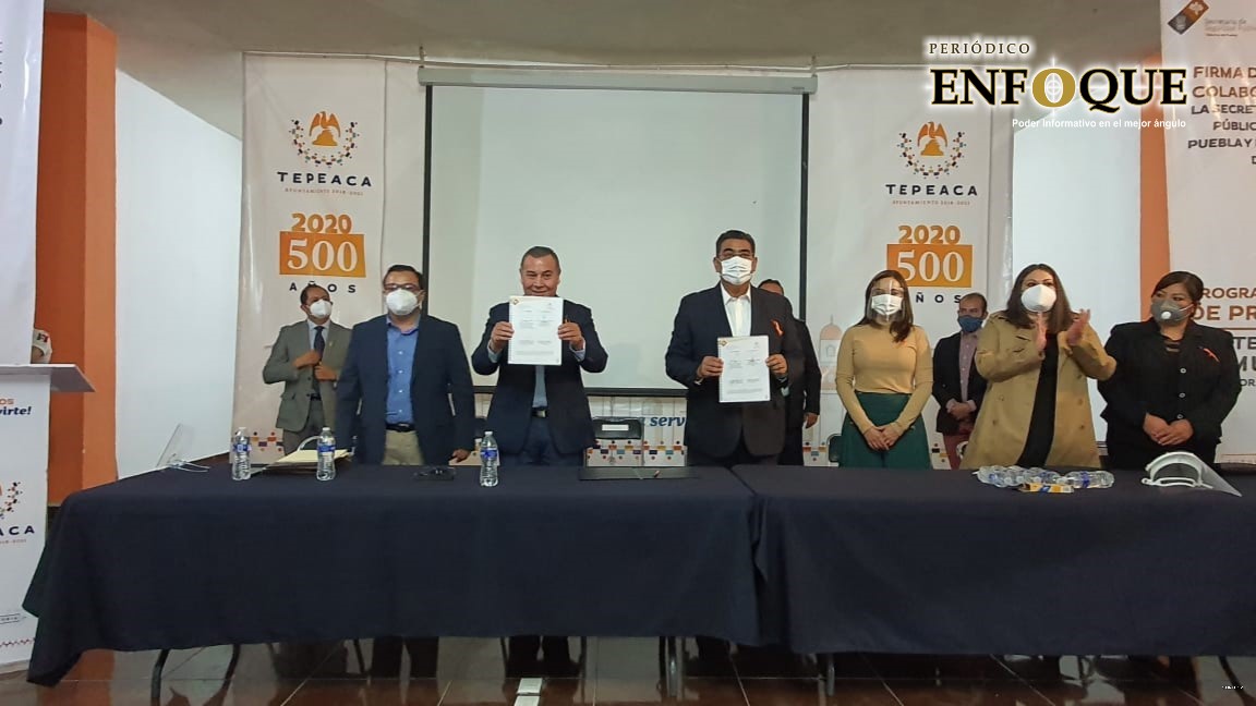 Foto: Cortesía Tepeaca firma convenio con Seguridad Pública; baja incidencia delictiva en un 35%