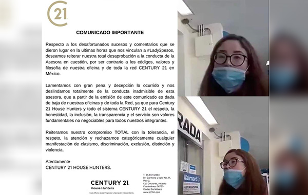 Foto: Cortesía Tras video viral, Century 21 despide a #Lady3Pesos, mujer que insultó a empleados