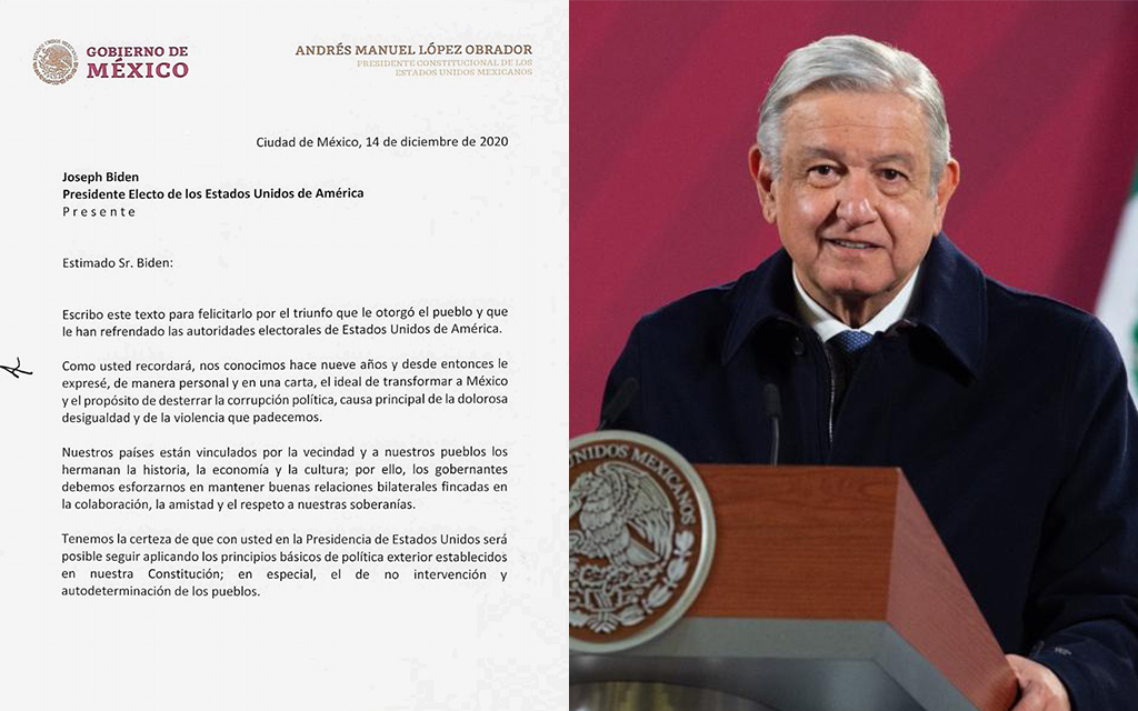 Foto: Cortesía Esta es la carta con la que AMLO felicita a Joe Biden, presidente electo de EU
