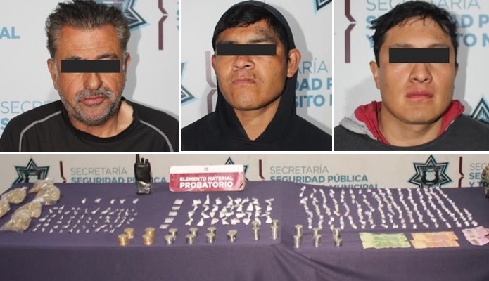 Foto: Cortesía SSC de Puebla asegura más de 200 dosis de posible droga; hay tres hombres detenidos