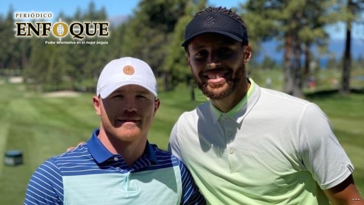 Foto: Cortesía Canelo y Stephen Curry boxean en pleno campo de golf
