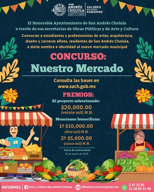 Foto: Cortesía Invitan a concursar para dar nombre e identidad a nuevo mercado municipal de San Andrés Cholula