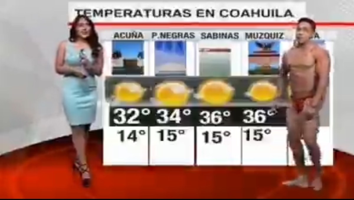 Foto: Cortesía ¡A un lado mujeres! Hombres en tanga son los “chicos del clima” en tv de Coahuila (Video)