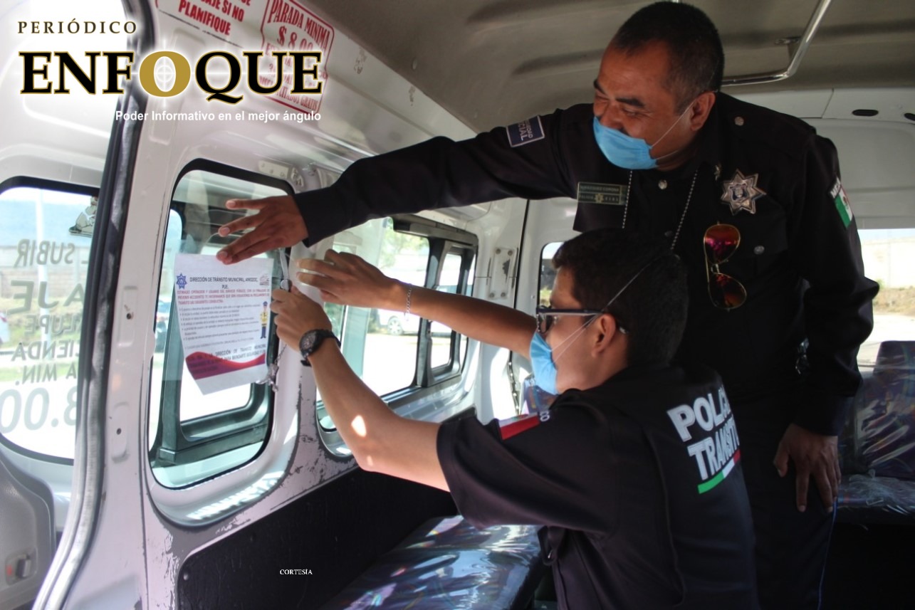 Foto: Cortesía Supervisan que transporte público de Amozoc cumpla con medidas sanitarias