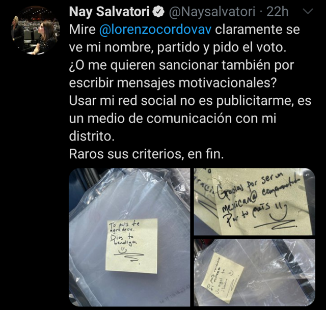 Captura de Twitter Lamenta diputada federal de Cholula sanción del INE tras entrega de apoyos