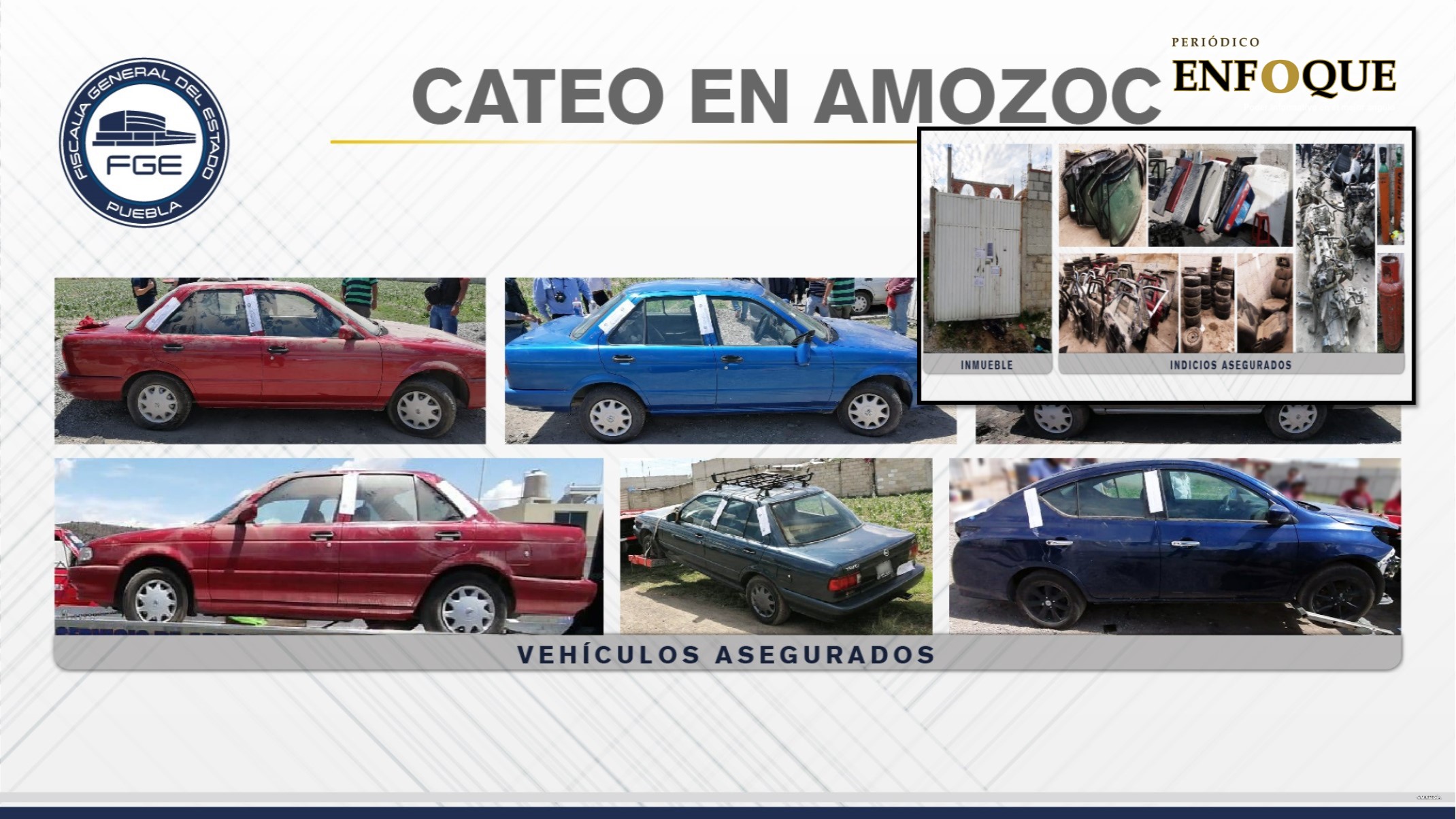 Foto: Cortesía Catean inmueble en Amozoc donde desmantelaban autos robados