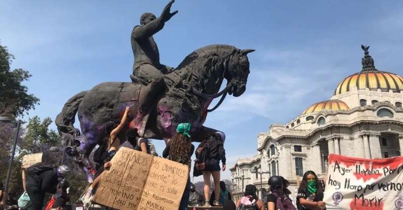 Foto: Cortesía Autor de estatua vandalizada, opina sobre la protesta de grupos feministas