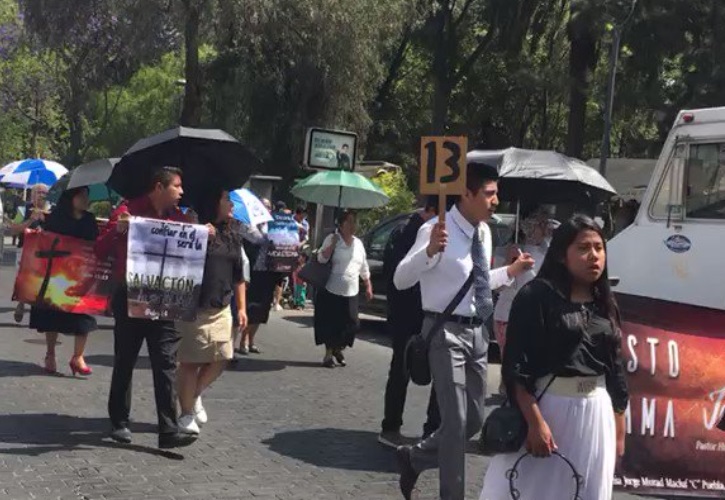 Foto: Cortesía Evangelistas ignoran contingencia por COVID-19 y marchan en Puebla