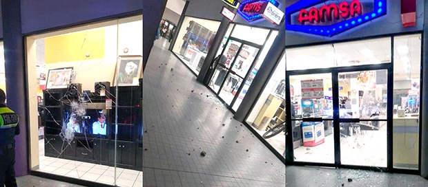 Foto: @RupiReportero_ En la capital poblana policías frustran saqueo de Famsa Torrecillas