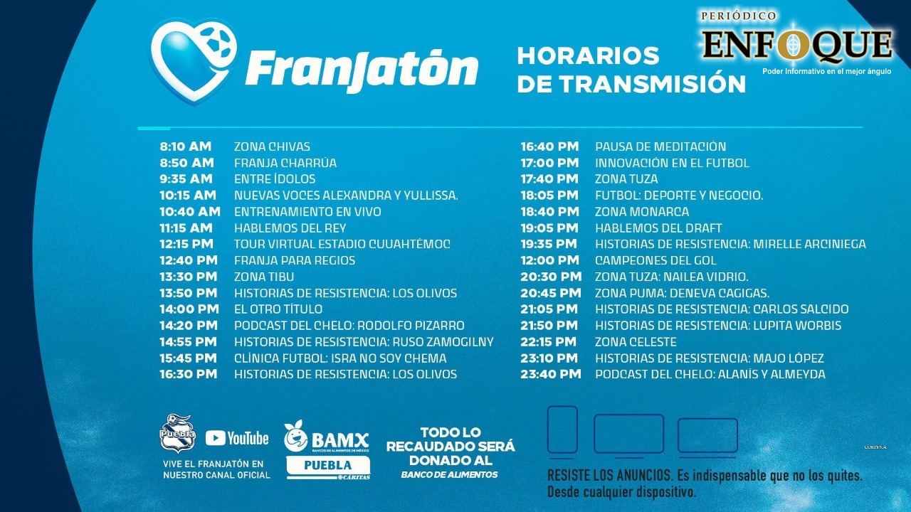 Foto: Cortesía Revela Puebla horarios del Franjatón