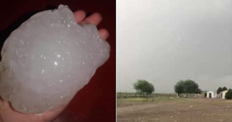 Foto: Cortesía Granizos del tamaño de una pelota sorprenden a ciudadanos en Nuevo León
