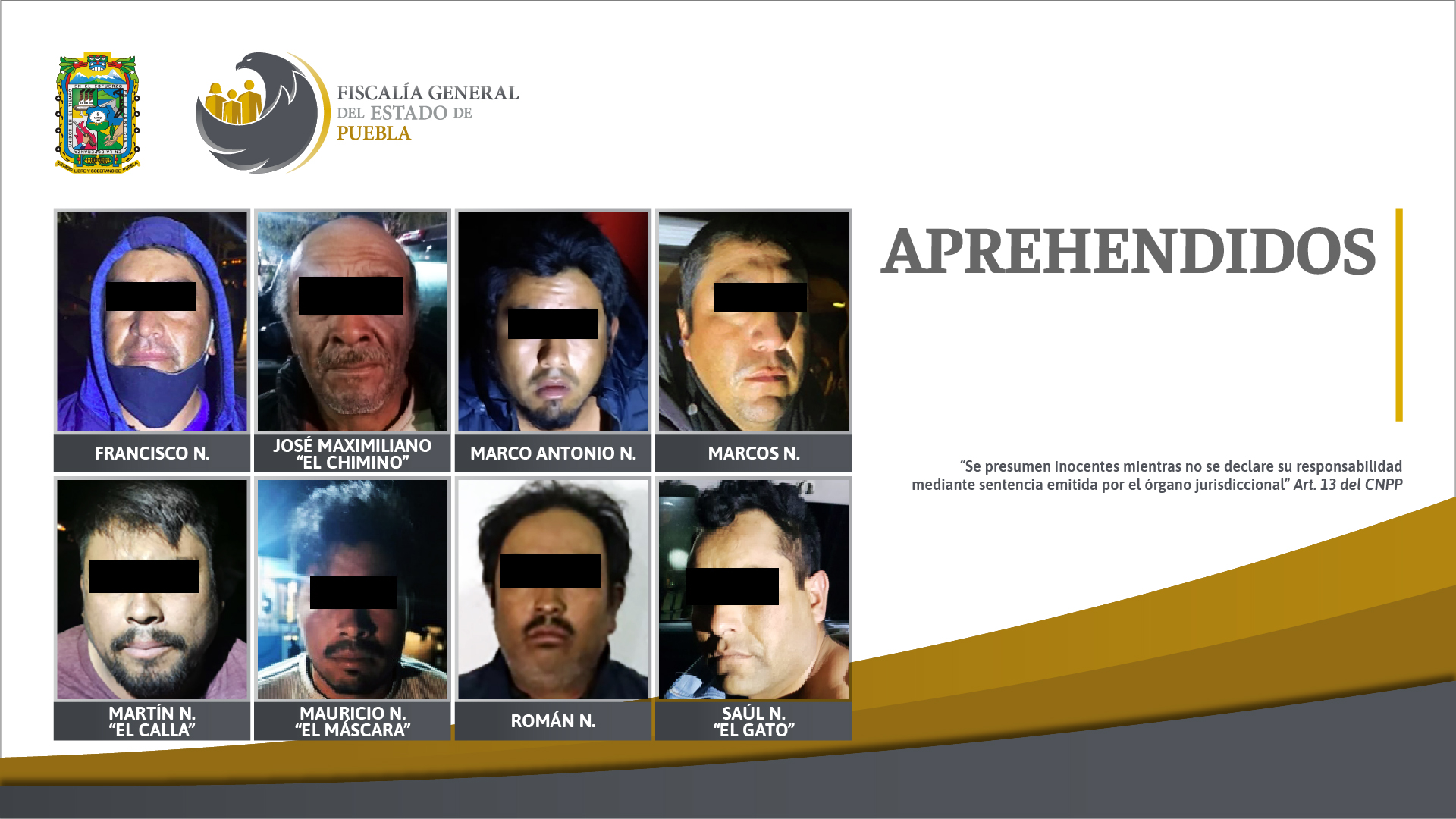 Foto: Cortesía FGE aprehendió en cateos a 8 investigados por la muerte de dos personas